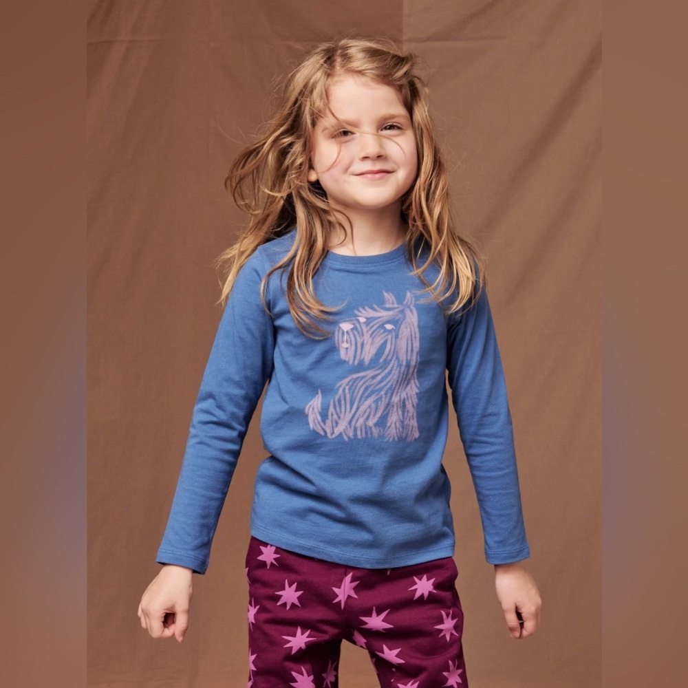 Tea Collection Kids Happy Hund Dog Long Sleeve Graphic Tee - Size 6 - Picture 2 of 10